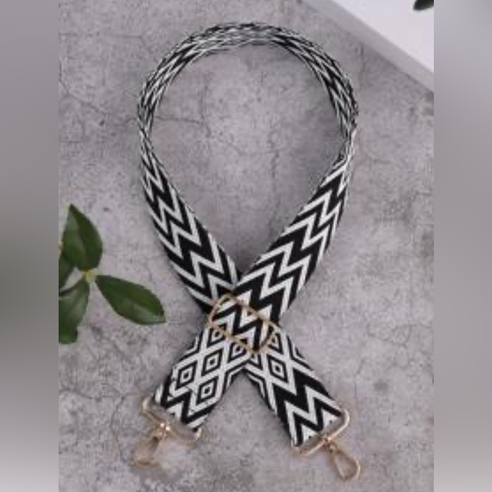Black and White Geometric Bag or Guitar Strap